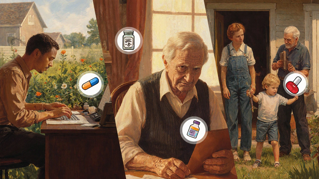 Diverse people living daily activities with floating medication icons, symbolizing life beyond arthritis.