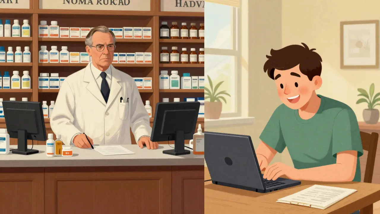 Comparison between a traditional pharmacy and affordable online shopping