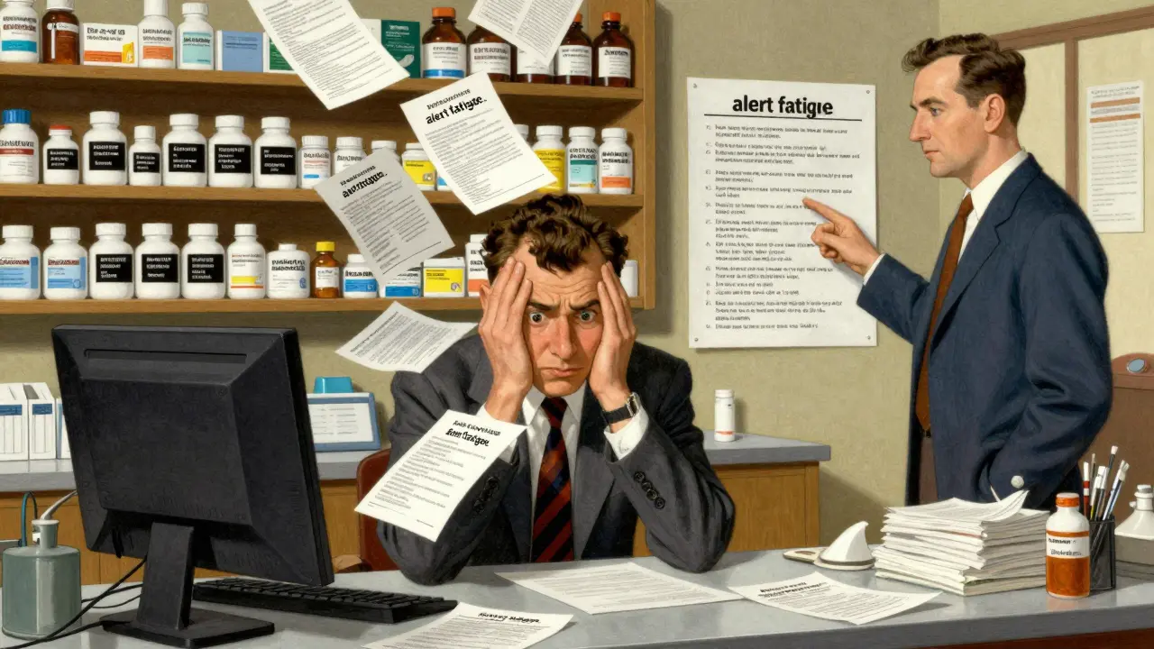 Pharmacist overwhelmed by alerts, seeking clarity on safety warnings