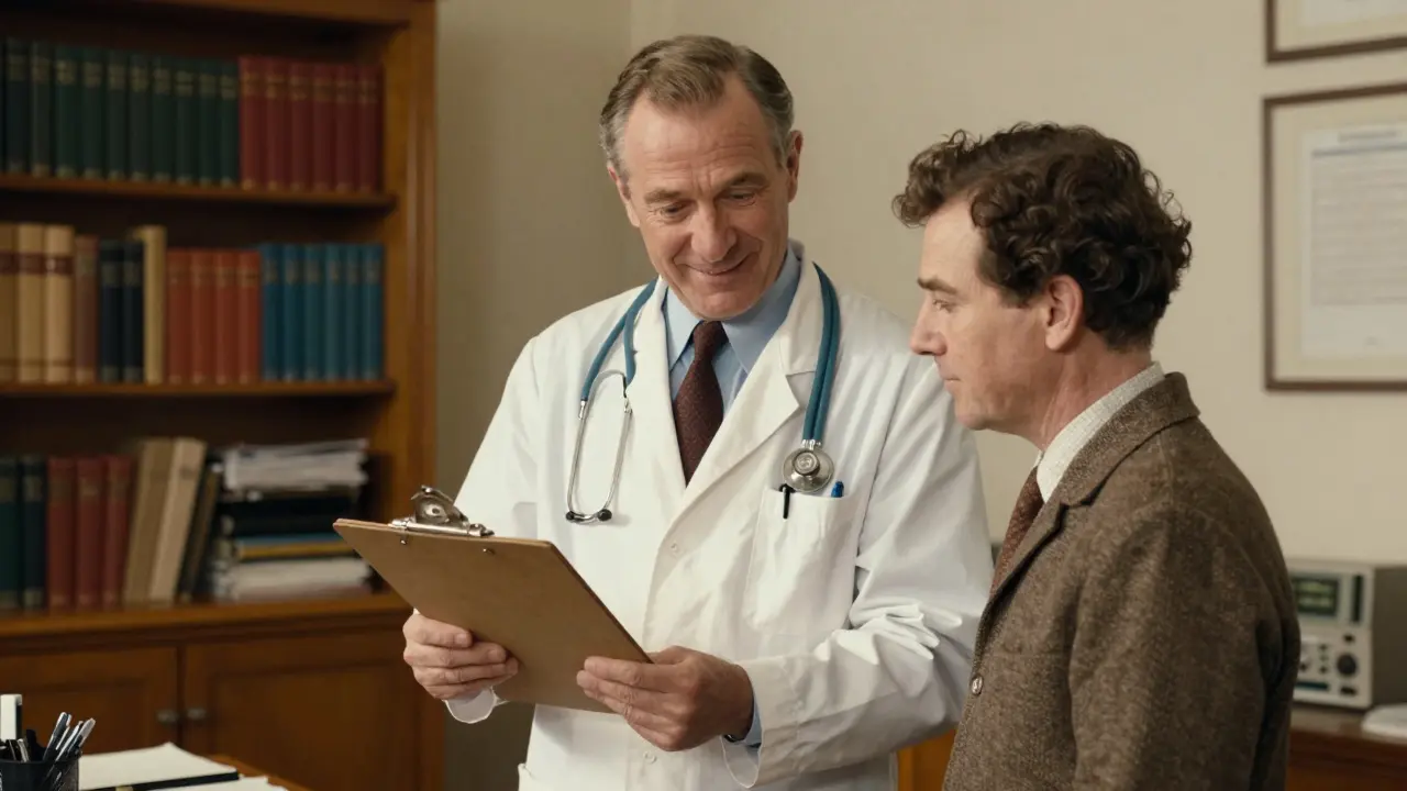Doctor consulting with patient in a warm office