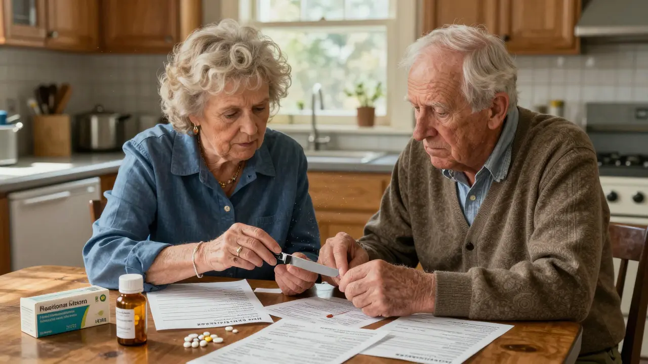 Elderly couple splitting pills due to costs