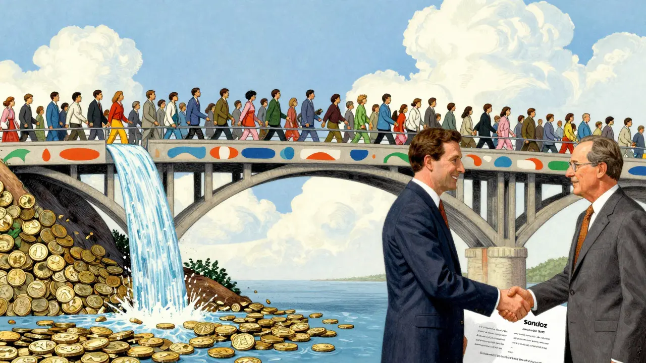 Conceptual illustration of healthcare savings and industry cooperation